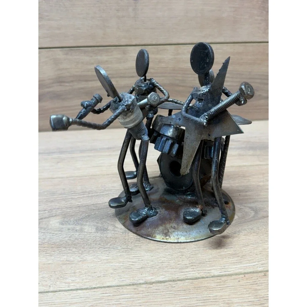 Metal Nuts and Bolts 4 Piece Rock Band Sculpture Figurine Steampunk